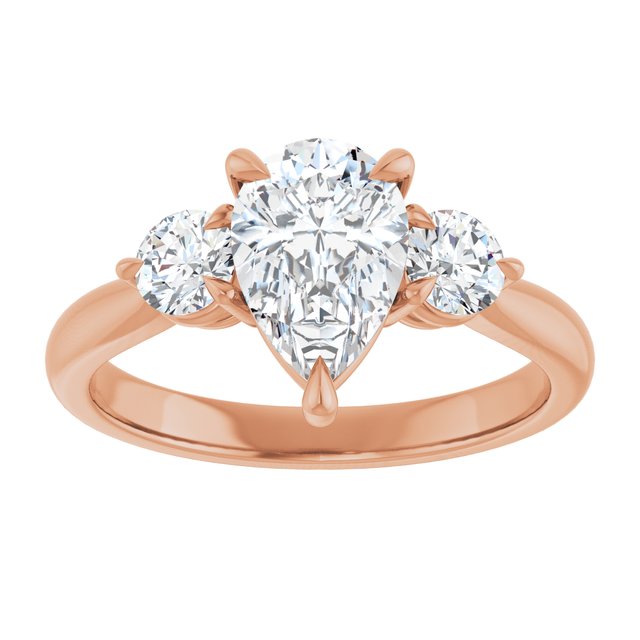 14K rose gold 2CT Pear CutThree Stone Engagement Ring Setting variant--Pear variant--3CT variant--14K-rose-gold