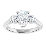 14K white gold 2CT Pear CutThree Stone Engagement Ring Setting variant--Pear variant--3CT variant--14K-rose-gold