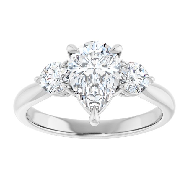 14K white gold 2CT Pear CutThree Stone Engagement Ring Setting variant--Pear variant--3CT variant--14K-rose-gold