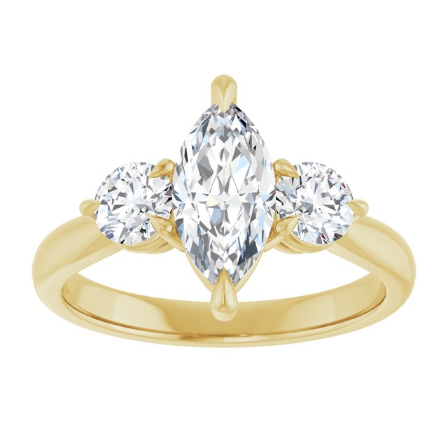 14K yellow gold 1CT Marquise CutThree Stone Engagement Ring Setting variant--Oval variant--2CT variant--14K-rose-gold