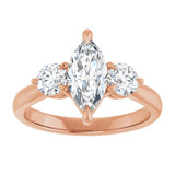 14K rose gold 1CT Marquise CutThree Stone Engagement Ring Setting variant--Pear variant--1CT variant--14K-white-gold