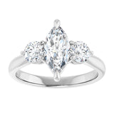 14K white gold 1CT Marquise CutThree Stone Engagement Ring Setting variant--Pear variant--1CT variant--14K-yellow-gold