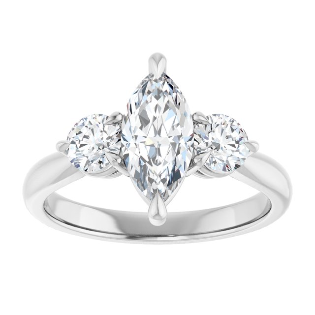 14K white gold 1CT Marquise CutThree Stone Engagement Ring Setting variant--Pear variant--1CT variant--14K-yellow-gold