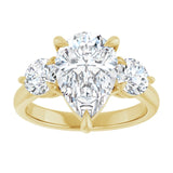 14K yellow gold 3CT Pear CutThree Stone Engagement Ring Setting variant--Pear variant--3CT variant--14K-rose-gold