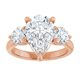 14K rose gold 3CT Pear CutThree Stone Engagement Ring Setting variant--Pear variant--3CT variant--14K-rose-gold