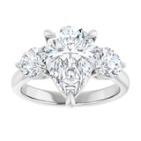 14K white gold 3CT Pear CutThree Stone Engagement Ring Setting variant--Pear variant--3CT variant--14K-rose-gold