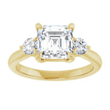 14K yellow gold 2CT Asscher CutThree Stone Engagement Ring Setting variant--Emerald variant--2CT variant--14K-rose-gold