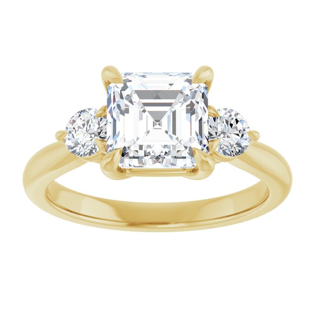 14K yellow gold 2CT Asscher CutThree Stone Engagement Ring Setting variant--Emerald variant--2CT variant--14K-rose-gold