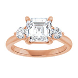 14K rose gold 2CT Asscher CutThree Stone Engagement Ring Setting variant--Emerald variant--3CT variant--14K-white-gold