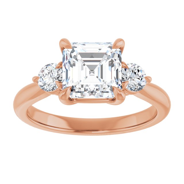 14K rose gold 2CT Asscher CutThree Stone Engagement Ring Setting variant--Emerald variant--3CT variant--14K-white-gold
