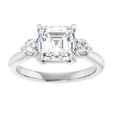 14K white gold 2CT Asscher CutThree Stone Engagement Ring Setting variant--Emerald variant--3CT variant--14K-yellow-gold
