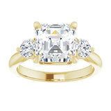 14K yellow gold 3CT Asscher CutThree Stone Engagement Ring Setting variant--Emerald variant--3CT variant--14K-rose-gold