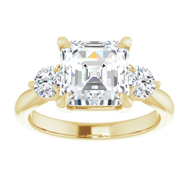 14K yellow gold 3CT Asscher CutThree Stone Engagement Ring Setting variant--Emerald variant--3CT variant--14K-rose-gold