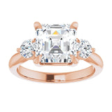 14K rose gold 3CT Asscher CutThree Stone Engagement Ring Setting variant--Marquise variant--1CT variant--14K-white-gold