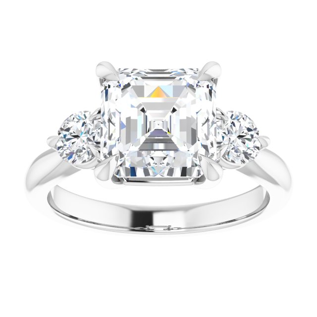 14K white gold 3CT Asscher CutThree Stone Engagement Ring Setting variant--Marquise variant--1CT variant--14K-yellow-gold