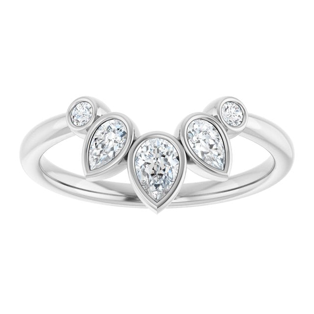 White Gold Bezel Set Diamond Contour Ring variant--14K-white-gold variant--Diamond-Lab variant--Diamond-Nat variant--Platinum
