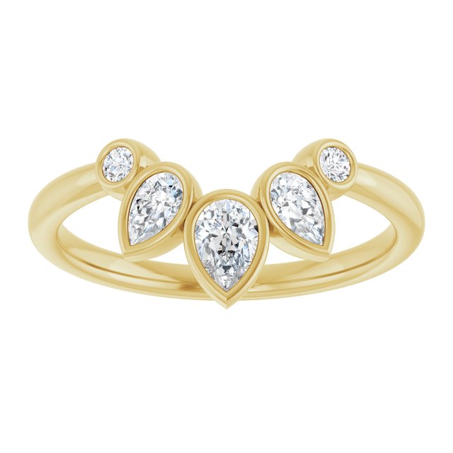 Yellow Gold Bezel Set Diamond Contour Ring variant--14K-yellow-gold variant--Diamond-Lab variant--Diamond-Nat