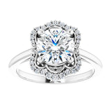 14K white gold 2CT Round Scalloped Halo Diamond Engagement Ring variant--Square variant--1CT variant--14K-white-gold