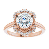 14K rose gold 2CT Round Scalloped Halo Diamond Engagement Ring variant--Square variant--1CT variant--14K-rose-gold