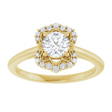 14K yellow gold .5CT Round Scalloped Halo Diamond Engagement Ring variant--Round variant--1CT variant--14K-yellow-gold