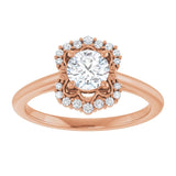 14K rose gold .5CT Round Scalloped Halo Diamond Engagement Ring variant--Round variant--1CT variant--14K-rose-gold