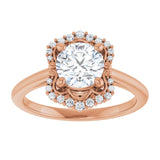 14K rose gold 1CT Round Scalloped Halo Diamond Engagement Ring variant--Round variant--2CT variant--14K-rose-gold