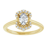 14K yellow gold .5CT Oval Scalloped Halo Diamond Engagement Ring variant--Oval variant--1CT variant--14K-white-gold
