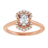 14K rose gold .5CT Oval Scalloped Halo Diamond Engagement Ring variant--Oval variant--1CT variant--14K-rose-gold