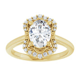 14K yellow gold 2CT Oval Scalloped Halo Diamond Engagement Ring/2-CT variant--.5CT variant--Emerald variant--.5CT variant--14K-yellow-gold