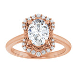 14K rose gold 2CT Oval Scalloped Halo Diamond Engagement Ring/2-CT variant--.5CT variant--Emerald variant--.5CT variant--14K-rose-gold
