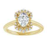 14K yellow gold 1CT Oval Scalloped Halo Diamond Engagement Ring variant--Oval variant--2CT variant--14K-yellow-gold