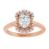 14K rose gold 1CT Oval Scalloped Halo Diamond Engagement Ring variant--Oval variant--2CT variant--14K-rose-gold