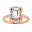 14K rose gold 1 CT Emerald Scalloped Halo Diamond Engagement Ring