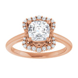 14K rose gold 1CT Cushion Scalloped Halo Diamond Engagement Ring variant--Cushion variant--2CT variant--14K-rose-gold