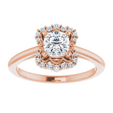 14K rose gold .5CT Cushion Scalloped Halo Diamond Engagement Ring variant--Cushion variant--1CT variant--14K-rose-gold