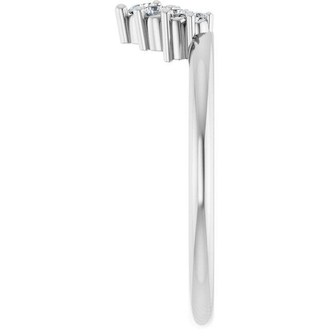 Profile view of White Gold Ampi Diamond Curved Band variant--14K-white-gold variant--Platinum
