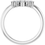 Platinum curved diamond band with shared prong setting variant--14K-white-gold variant--Platinum