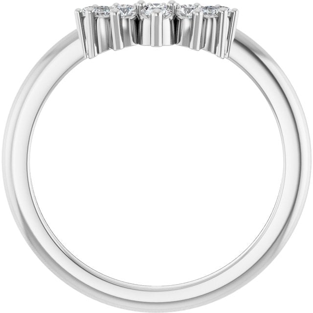 Platinum curved diamond band with shared prong setting variant--14K-white-gold variant--Platinum
