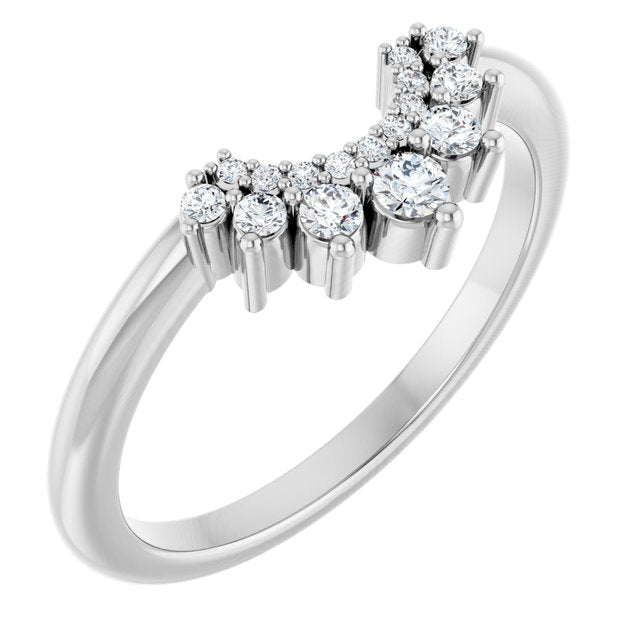 Curved diamond stacking band side view variant--14K-white-gold variant--Platinum
