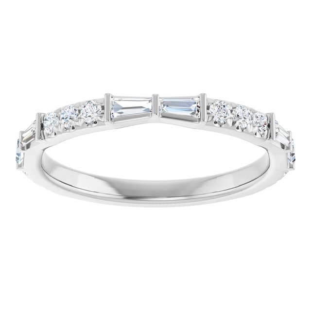 French-set diamond band showing tapered baguette arrangement from side variant--14K-white-gold variant--Diamond-Lab variant--Diamond-Nat variant--Platinum