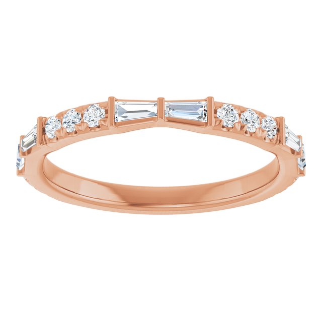 French-set diamond band white gold close-up of baguette and round stones variant--14K-rose-gold variant--Diamond-Lab variant--Diamond-Nat