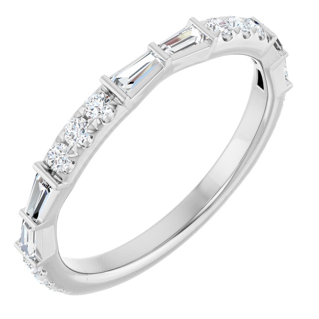 French-set diamond band in gold, three-quarter angle showing light performance variant--14K-white-gold variant--Diamond-Lab variant--Diamond-Nat variant--Platinum
