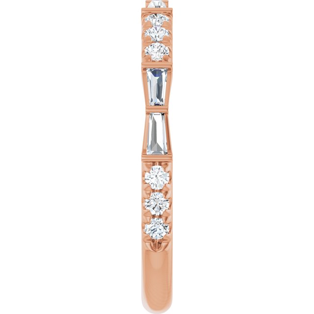 French-set diamond band white gold profile showing low-profile setting variant--14K-rose-gold variant--Diamond-Lab variant--Diamond-Nat