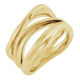 Gold wave ring in 14K gold, top-down product view variant--14K-yellow-gold