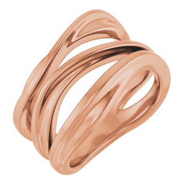 Gold wave ring in sterling silver, product view variant--14K-rose-gold