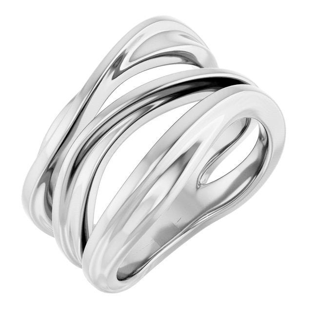 Gold wave ring in 14K gold, alternate angle view variant--14K-white-gold variant--Sterling-silver