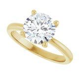 Scroll solitaire engagement ring in 14K gold, diamond center, overhead view variant--Round variant--2CT variant--14K-yellow-gold