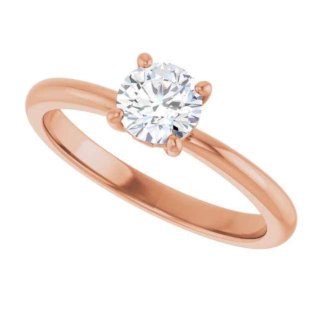 Scroll solitaire engagement ring in 14K gold, diamond center, overhead view/2-CT variant--.5CT variant--Round variant--.5CT variant--14K-rose-gold