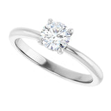 Scroll solitaire engagement ring in 14K gold, diamond center, on hand/2-CT variant--.5CT variant--Round variant--.5CT variant--14K-white-gold