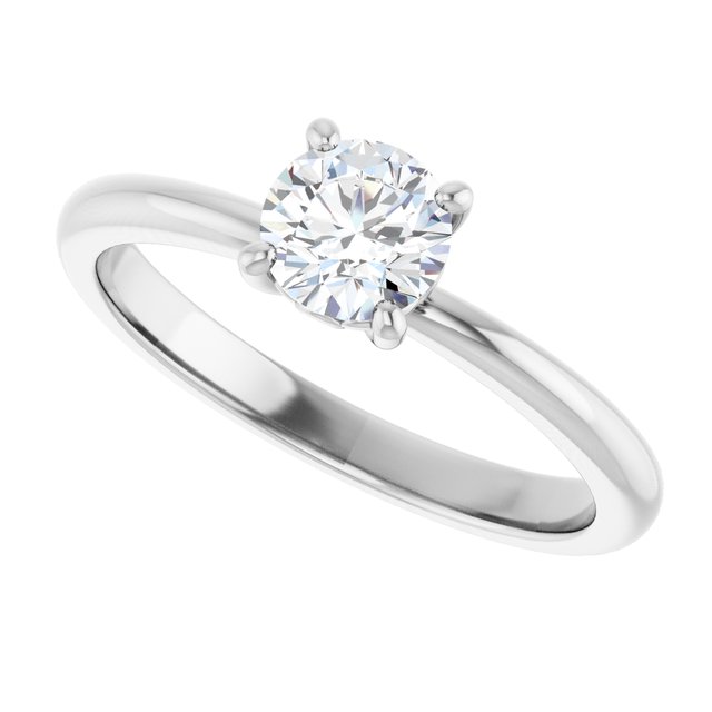Scroll solitaire engagement ring in 14K gold, diamond center, on hand/2-CT variant--.5CT variant--Round variant--.5CT variant--14K-white-gold